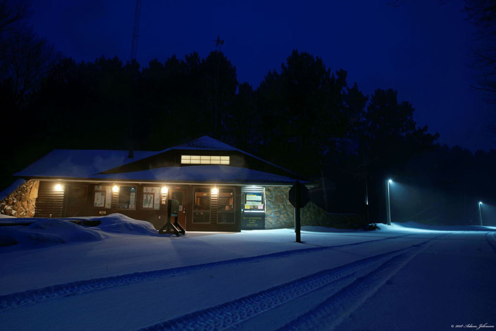 Banning State Park Ranger station during a snow storm