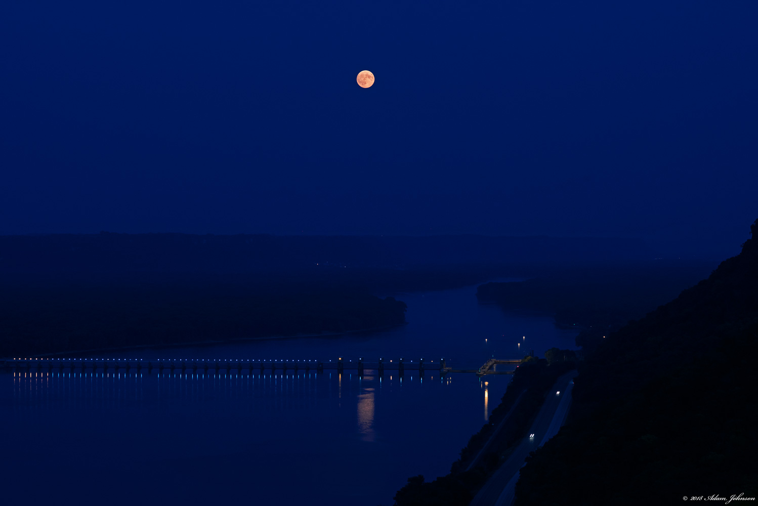 Full moon after sunset from the top of the bluff | John A. Latsch State Park