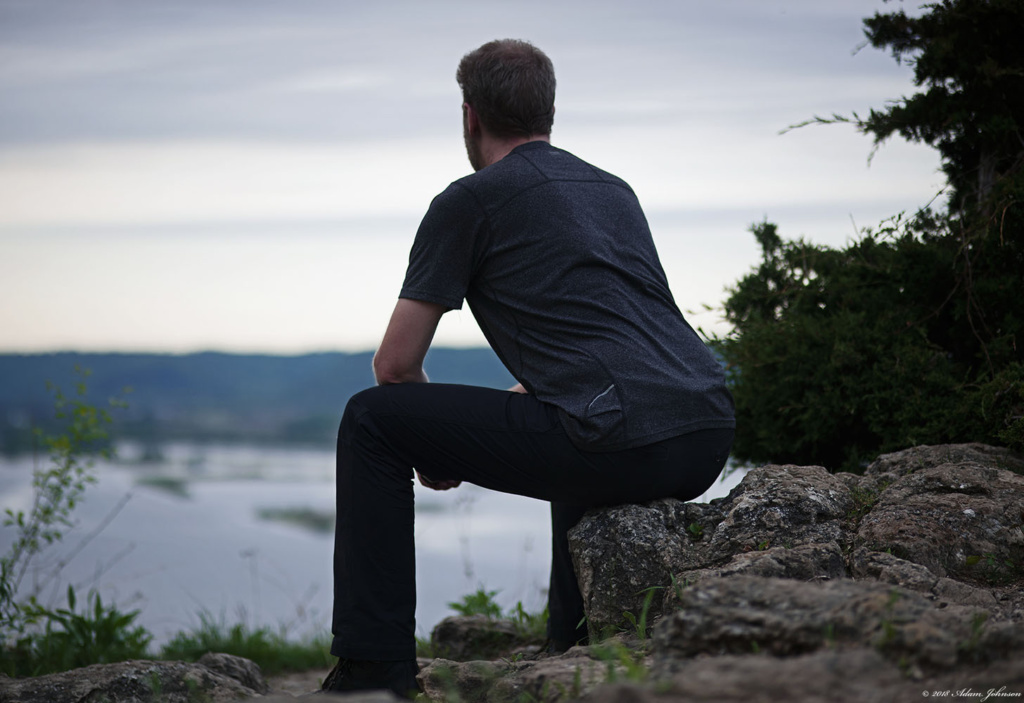 Sitting on the rocks atop the Bluff at John A. Latsch State Park