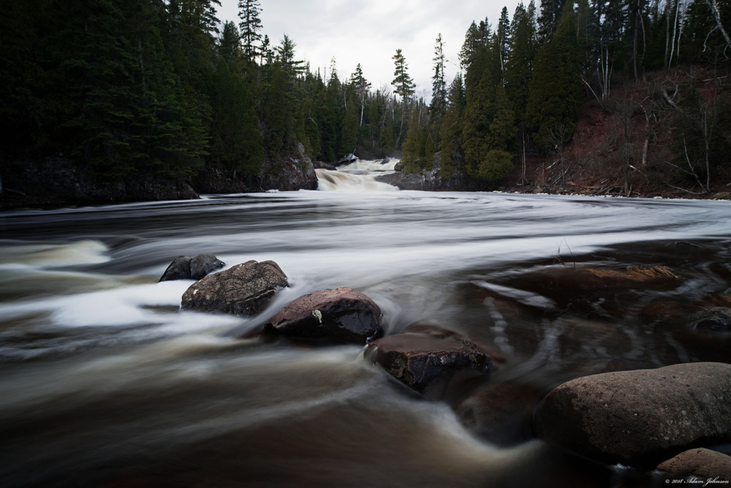 Rocks lined up in the Baptism River below Two Step Falls Tettegouche State Park