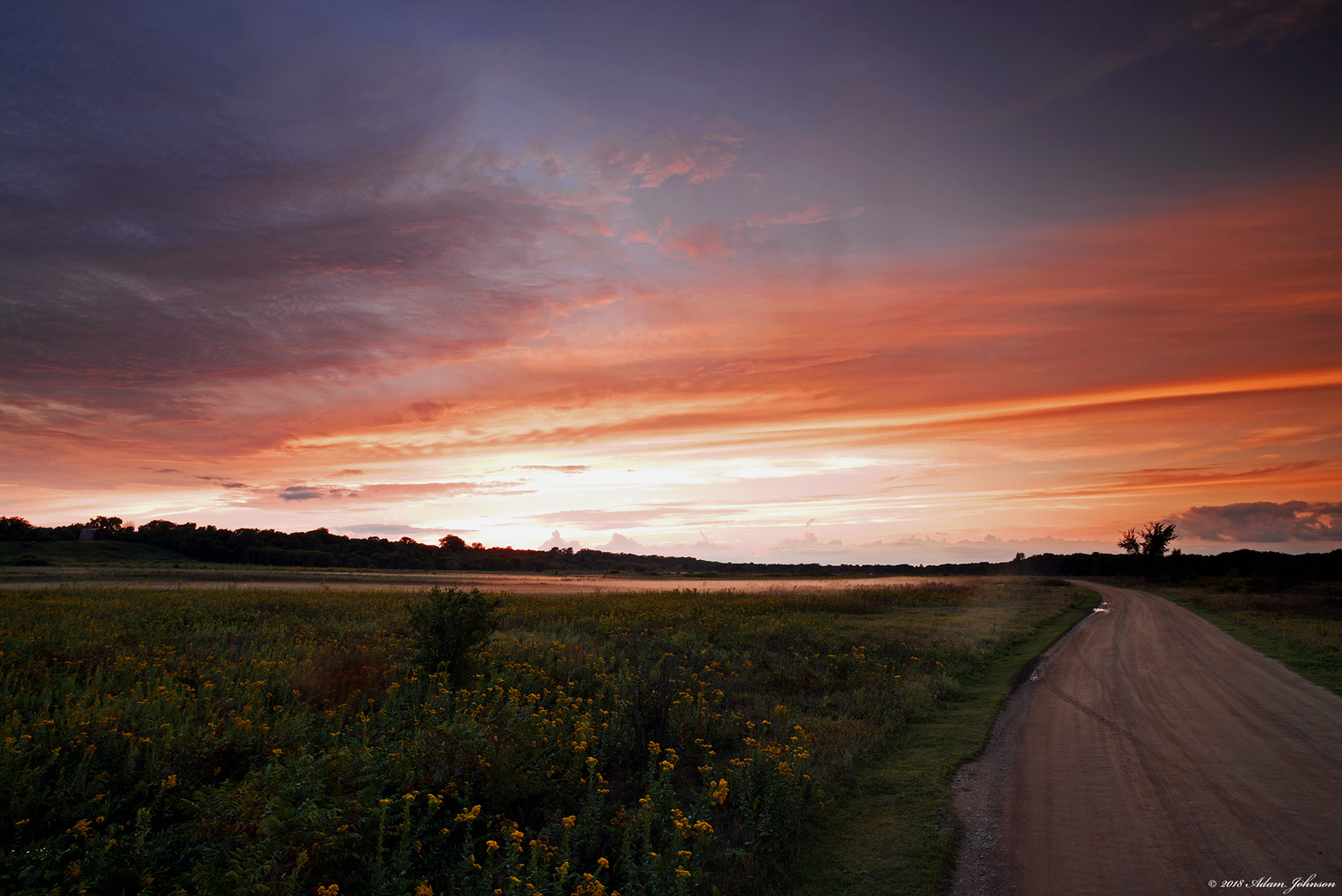 Looking westward down the road after sunset - Minneopa State Park