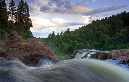 "Above High Falls" Water flowing over the edge of High Falls | Tettegouche State Park