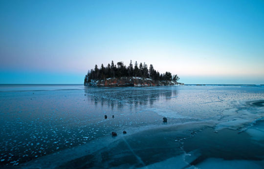Ice in the bay and Ellingson Island | Split Rock Lighthouse State Park