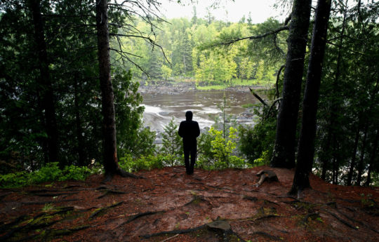 Standing in the rain on cliffs above the Saint Louis River | Jay Cooke State Park