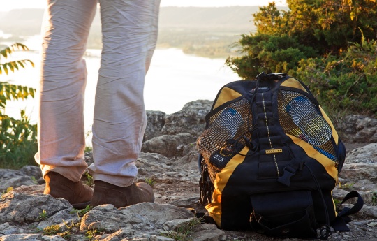 "Atop the Bluff" Standing on top of the Bluff with camera backpack on a hot July evening | John A. Latsch State Park