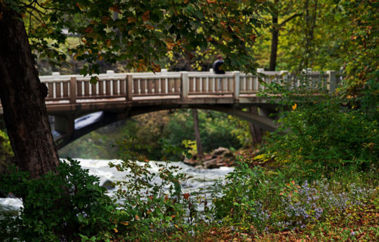 Looking downstream at the bridge over Minneopa Creek - Minneopa State Park