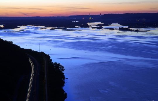 "Charity Bluff Twilight" Looking north from Mount Charity after sunset | John A. Latsch State Park
