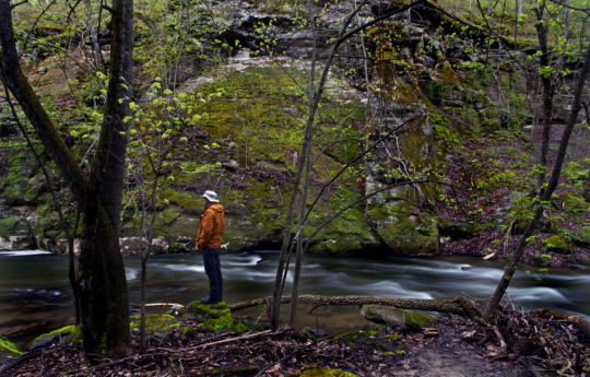 Man standing on rocks of Minneopa Creek in the Minneopa Valley | Minneopa State Park