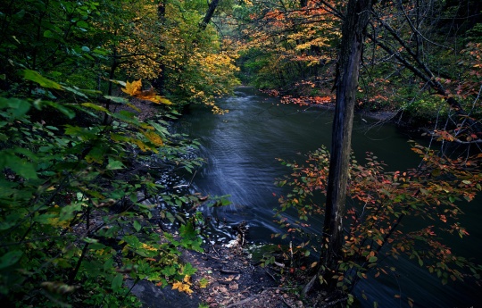 "Fall Twilight In the Minneopa Valley" Minneopa Creek and fall colors after sunset - Minneopa State Park fall 2018