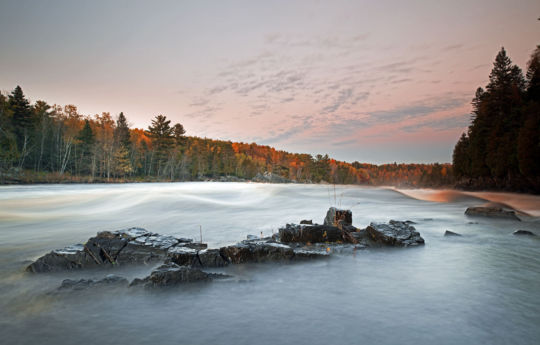 Falls colors at sunset on the Saint Louis River Jay Cooke State Park