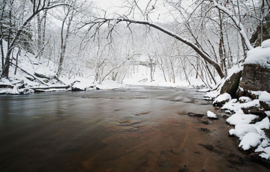 Minneopa creek and fresh snow | Minneopa State Park