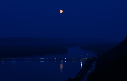 "Full Moon From John A Latsch State Park" Full moon after sunset from the top of the bluff | John A. Latsch State Park