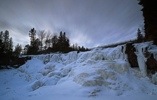 Frozen and snow covered Gooseberry Falls | Gooseberry Falls State Park
