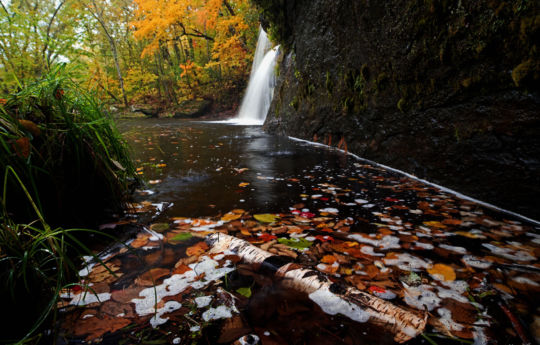 Wolf Creek Falls on a rainy fall afternoon - Banning State Park