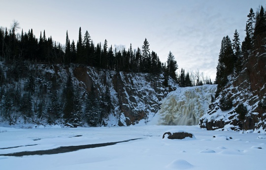 "High Falls in Winter" Ice covered High Falls and Baptism River - Tettegouche State Park
