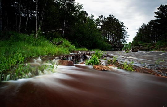 "High Water at Big Spring Falls" Kettle River after heavy rainfall | Big Spring Falls Banning State Park
