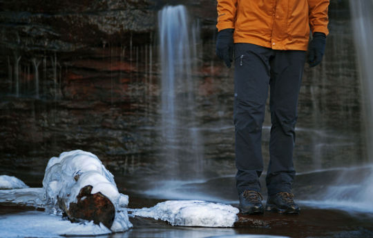 Standing below Big Spring Falls surrounded by ice | Big Spring Falls Banning State Park