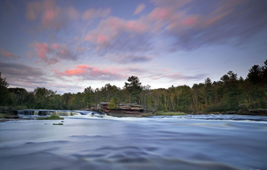 Pink clouds over Big Spring Falls at sunset | Big Spring Falls Banning State Park