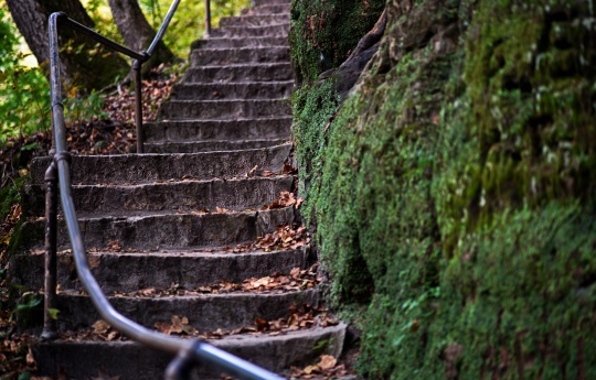 "Limestone Steps at Minneopa State Park" Minneopa State Park - Steps leading down to Minneopa Creek - Minneopa State Park