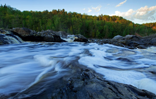 Low water exposing slate rock below falls on the Saint Louis River | Jay Cooke State Park