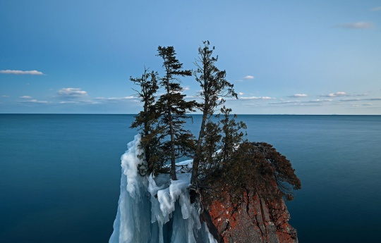 "March Twilight at Lake Superior" Fallen Arch and Lake Superior at twilight - Tettegouche State Park