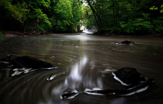 Minneopa Creek with Minneopa Falls in the background | Minneopa State Park