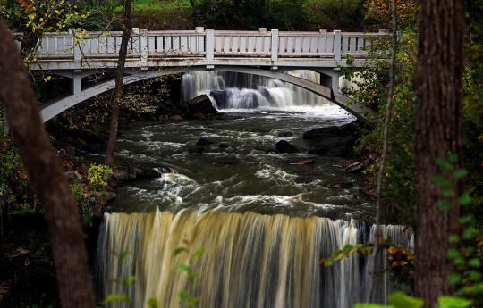 "Minneopa Falls Through the Trees" Walking bridge over Minneopa Creek - Minneopa State Park