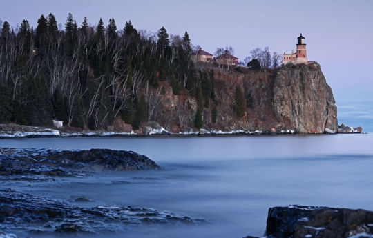 Long exposure of Lake Superior and Split Rock Lighthouse late fall | Split Rock Lighthouse State Park