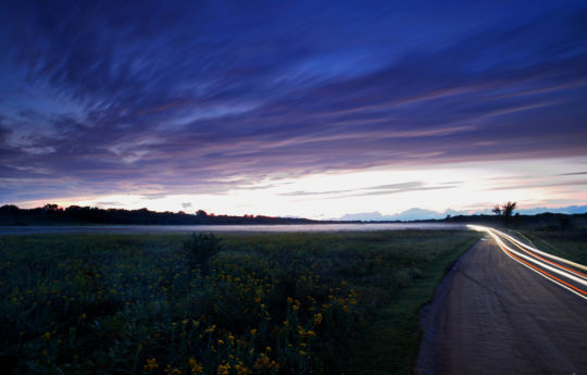 Minneopa State Park - Someone coming and someone leaving the bison range after sunset - Minneopa State Park