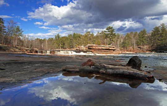 Water reflecting blue sky at Big Spring Falls | Big Spring Falls Banning State Park