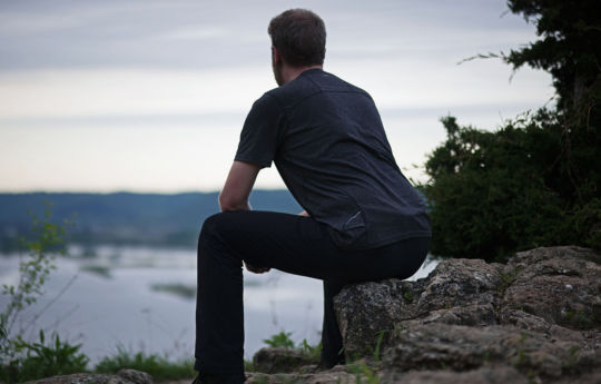 Sitting on the rocks atop the Bluff - John A. Latsch State Park