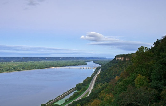 "River Valley Twilight" Looking south from Mount Charity at twilight - John A. Latsch State Park