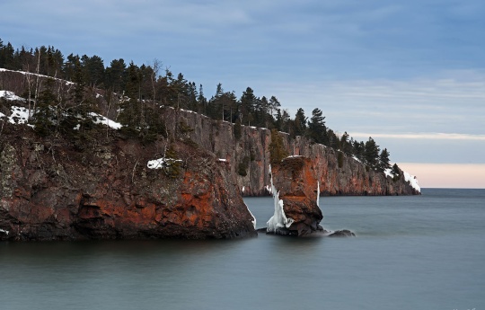 "Shovel Point and the Fallen Arch" Shovel Point in winter from Lake Superior Beach - Tettegouche State Park