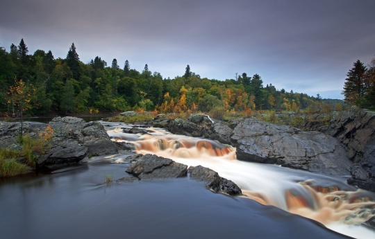 "Signs of Fall on the St Louis River" Cascading falls on the Saint Louis River as leaves begin to change at Jay Cooke State Park