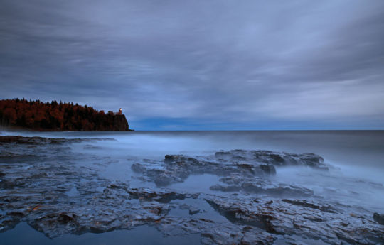 Split Rock Lighthouse beacon turned on after sunset in October | Split Rock Lighthouse State Park