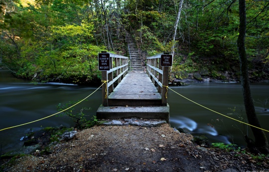 "Stay On Trail" Footbridge over Minneopa Creek - Minneopa State Park