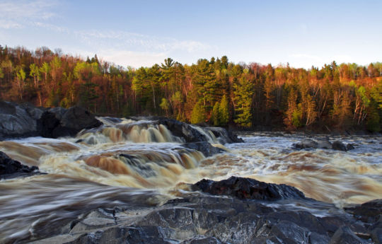 Saint Louis River waterfalls in spring | Jay Cooke State Park