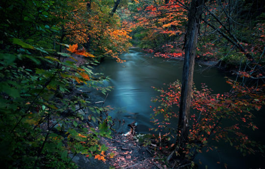 Minneopa Creek and fall colors after sunset - fall 2018 Minneopa State Park