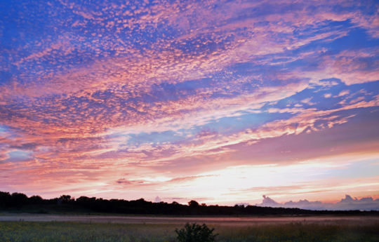 Sky glowing with color after sunset at Minneopa State Park