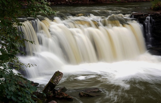 "Upper Minneopa Falls In the Rain" Water flowing over Upper Minneopa Falls - Minneopa State Park