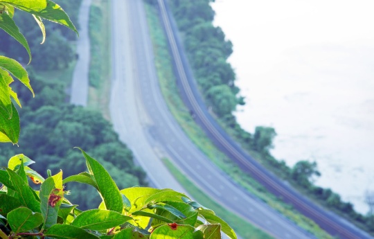 "View from the Edge" View of Highway 61 from rock ledge | John A. Latsch State Park