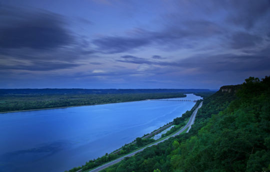 Closing moving east after sunset from the top of the bluff - John A. Latsch State Park