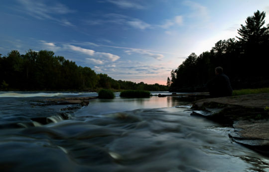 Sitting on the sandstone below Big Spring Falls 30 minutes after sunset - Banning State Park