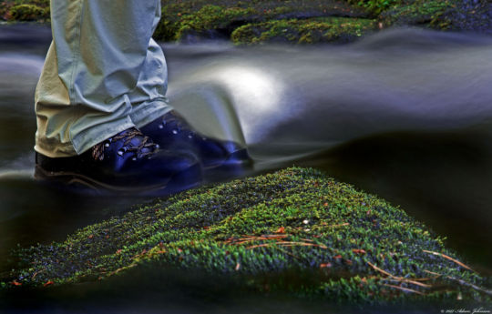 Standing on the sandstone bed in Wolf Creek with Asolo 535 Hiking Boots | Banning State Park