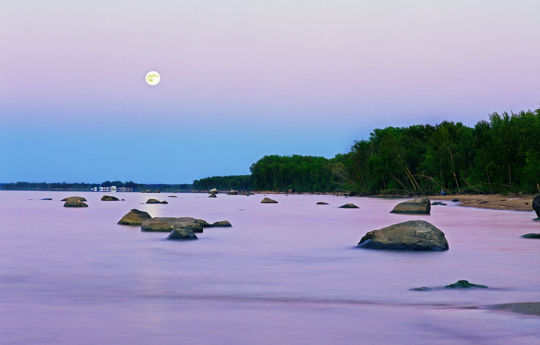 Full moon rising at Zippel Bay State Park