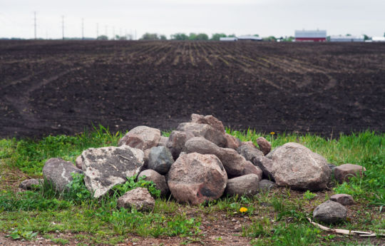 Pile of stone next to a farm field south of Green Isle, MN | Sibley County MN