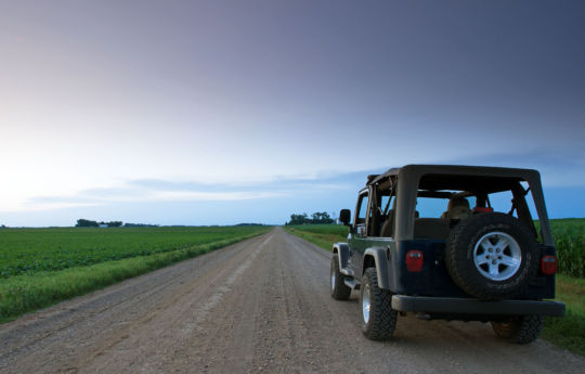 Jeep parked along the roadside n summer southwest of Bird Island, MN | Renville County MN