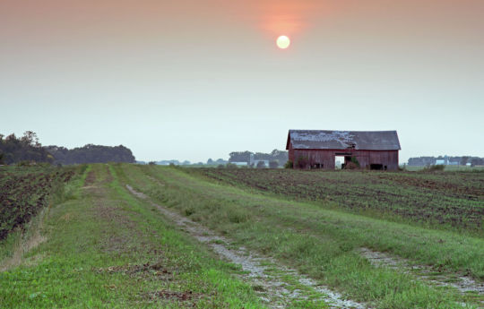 Wildfires in Western Canada creating a dull sunset northeast of Winthrop, MN | Sibley County MN