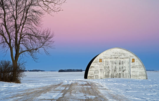 Looking east in winter after sunset northwest of Fairfax, MN | Renville County MN