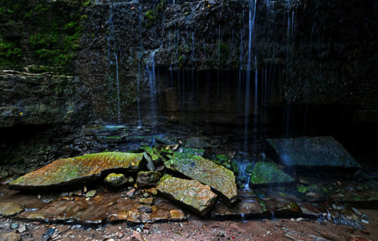 Water trickling over Hidden Falls in late summer | Nerstrand-Big Woods State Park